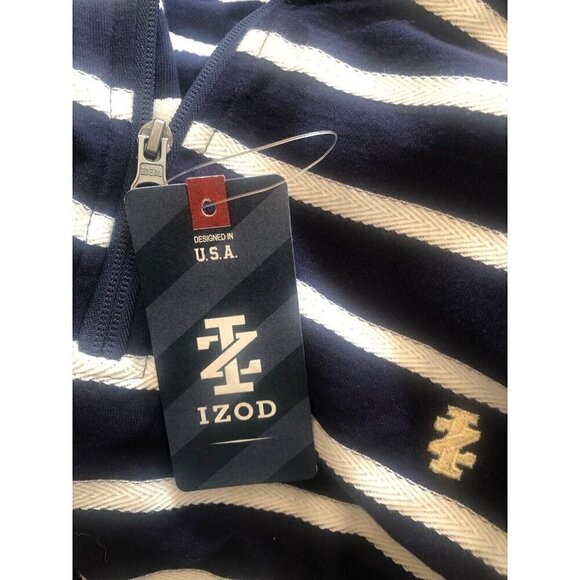 NWT Izod Mens Size XL Blue White Stripe 1/4 Zip Pullover Long Sleeve - Picture 5 of 5